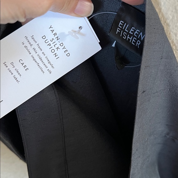 NWT Eileen fisher yarn dyed silk blouse & skirt set dark grey - Picture 13 of 13